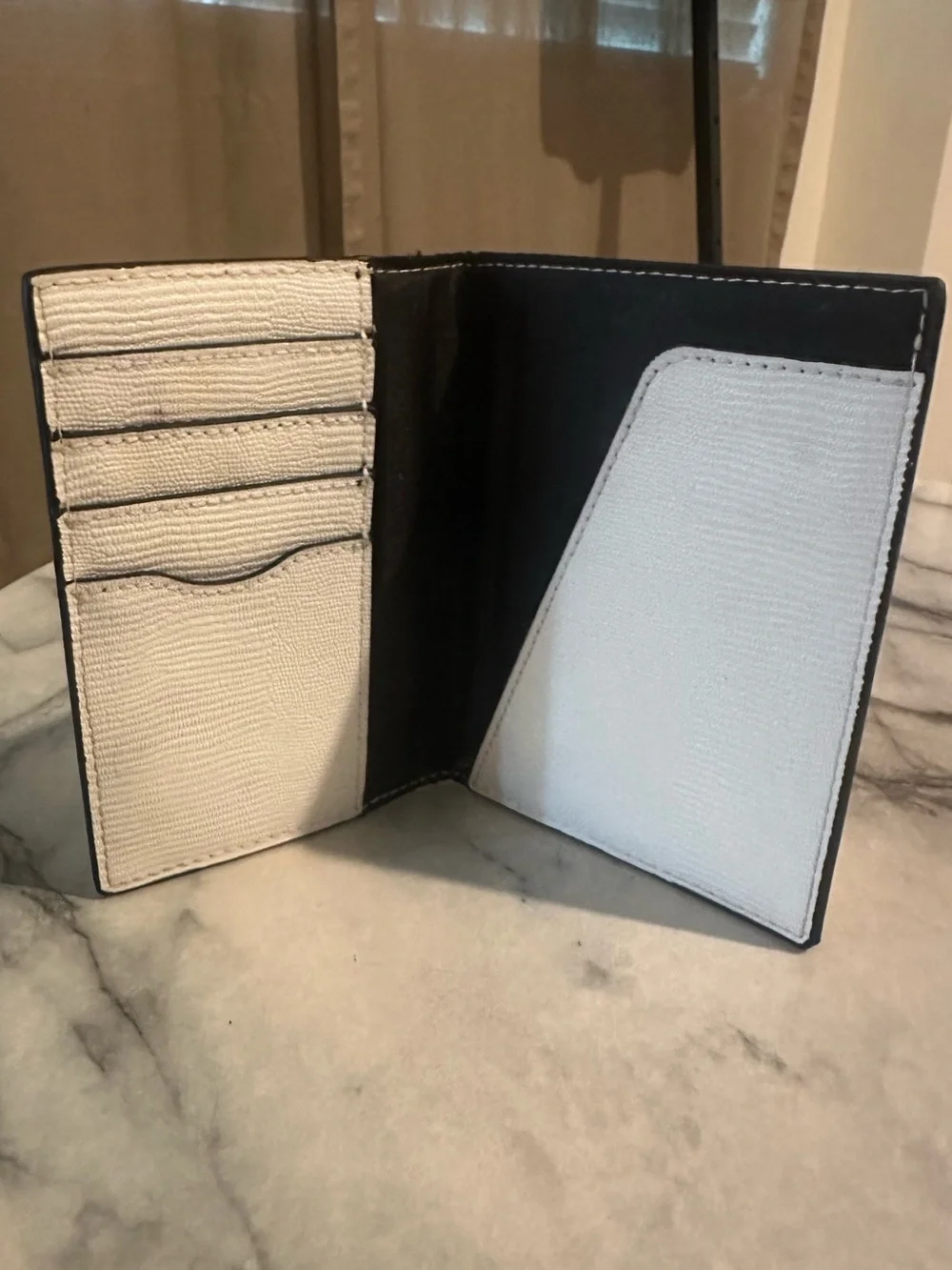 Victoria's Secret White Textured Passport Wallet with Metal Logo